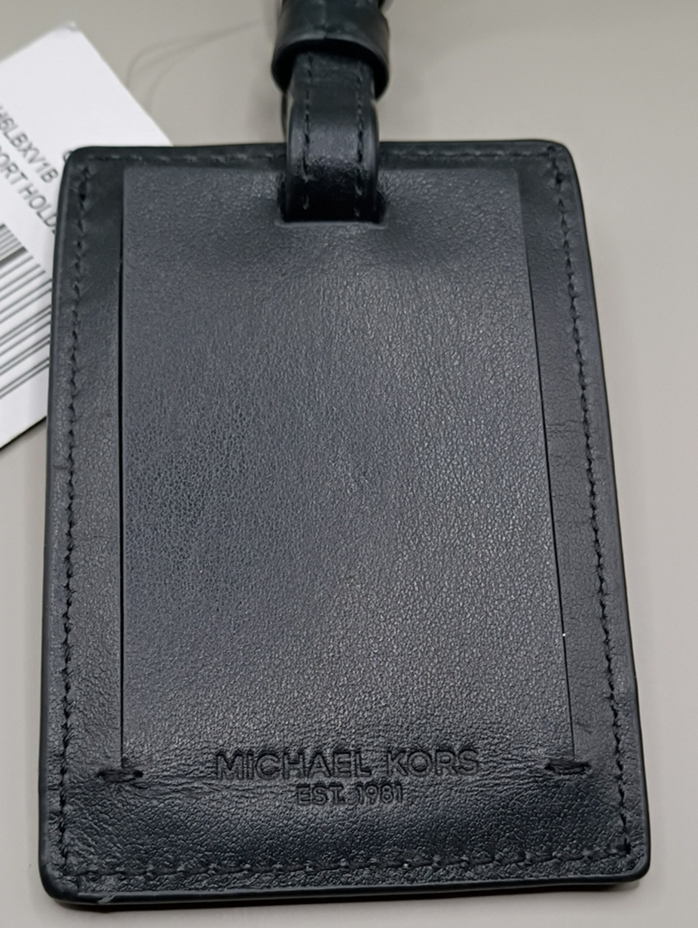 Michael Kors Black Leather Luggage Tag with Strap - Picture 3 of 6